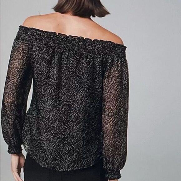 White House Black Market Off the Shoulder Blouse Black L EUC - Picture 3 of 9